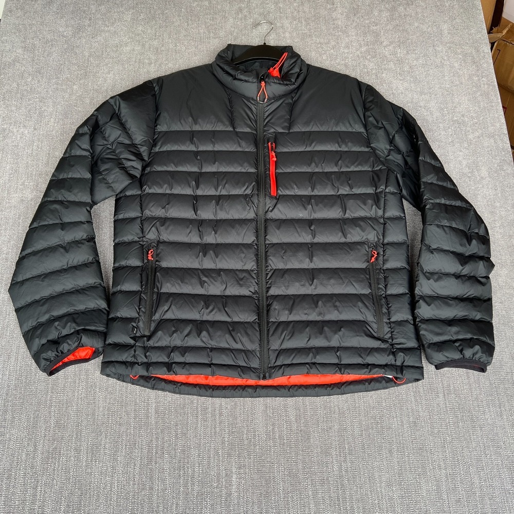 Decathlon Forclaz Down Puffer Jacket Mens 2XL Black Lightweight Padded Full Zip